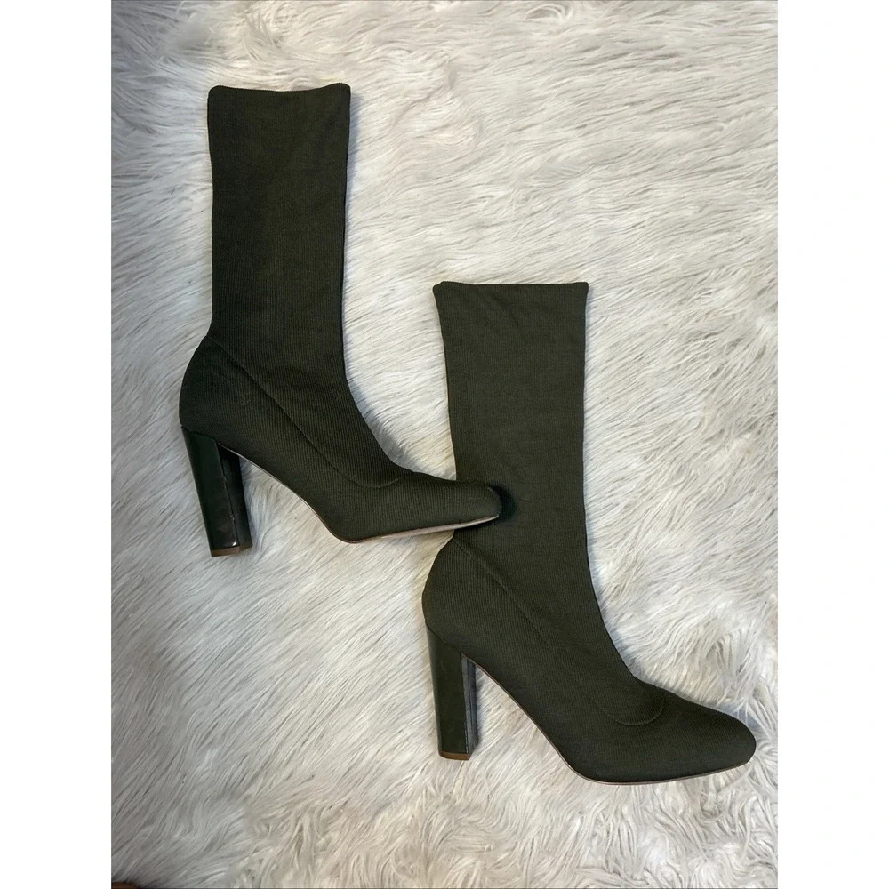 Madden Girl Andie‎ Olive Green Mid Calf Stretchy Slouch Tall Boots Size 10
